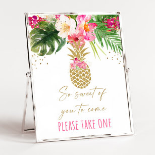 Pananas Tropische Floral Birthday Favor Sign Poster