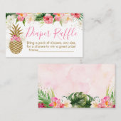 Pananas Tropische Floral Shower Diaper Raffle Informatiekaartje (Voorkant / Achterkant)