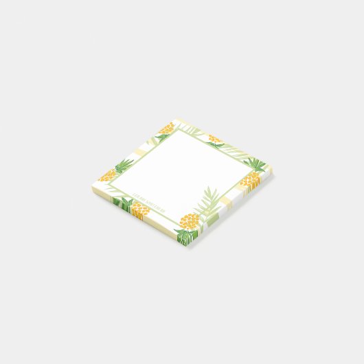 Pananas Tropische Waterverf Gele streep Post-it® Notes (Schuin)