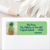 Pananas Tropische Waterverf Terugkeeradres label (Insitu)