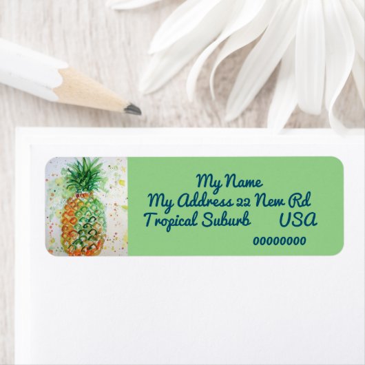 Pananas Tropische Waterverf Terugkeeradres label (Insitu)