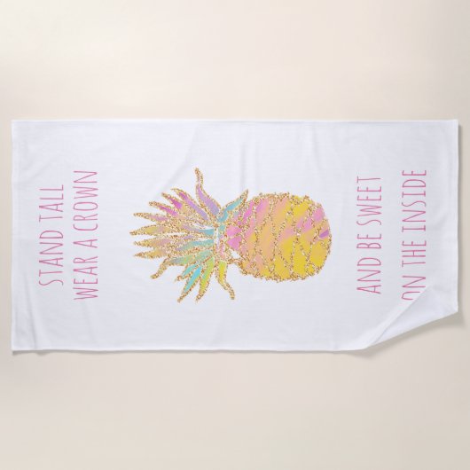 Pananas voor regenboog en gouden anananas strandlaken (Voorkant)
