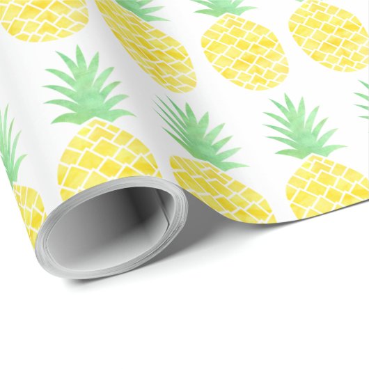 Pananasseipatroon voor Bright Geel en Groen Waterv Cadeaupapier (Rol Hoek)