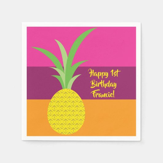 Pananassekortel Kind Birthday Summer Servet (Voorkant)