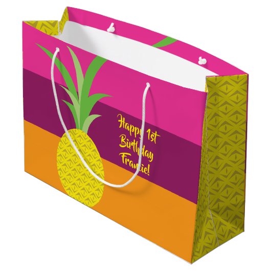 Pananassekrucht Zomer 1e verjaardag Thema anananie Groot Cadeauzakje (Achterkant Gekanteld)