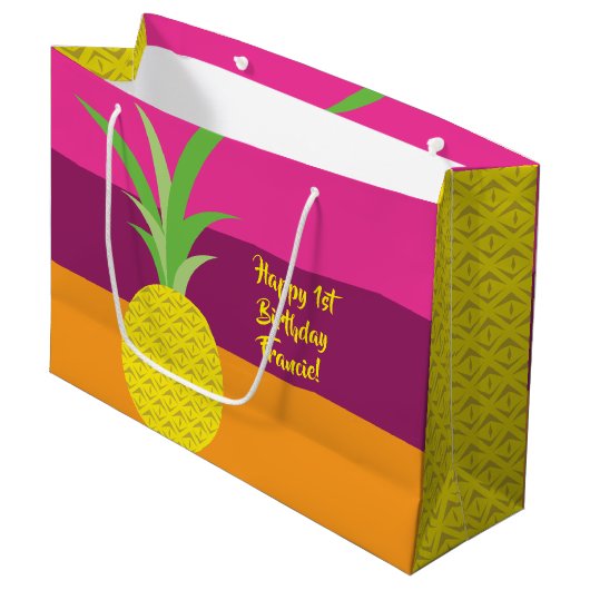 Pananassekrucht Zomer 1e verjaardag Thema anananie Groot Cadeauzakje (Voorkant Gekanteld)