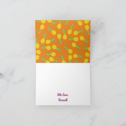 Pananassekrucht Zomer 1e verjaardag Thema anananie Kaart (Binnen)