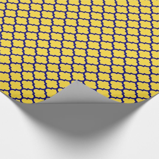 Pananassel Navy Blue Moroccan Quatrefoil Pattern # Cadeaupapier (Hoek)