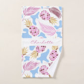 Pananassen roze blauwe tropische patroonnaam bad handdoek (Handdoek)