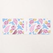 Pananassen roze blauwe tropische patroonnaam yogamat (Voorkant (horizontaal))