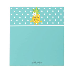 Pananassenblauw en witte poolpunten notitieblok