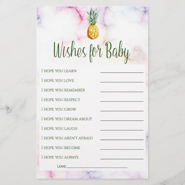 Pananassenzomerwens voor Baby-Baby shower (Voorkant)