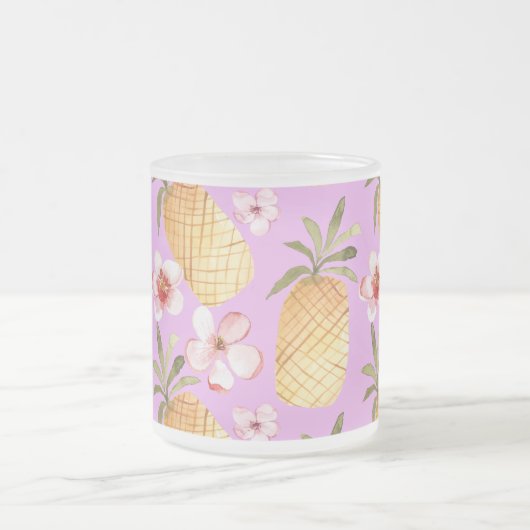 Pananassische retrospectieve tropische druk op lil matglas koffiemok (Center)