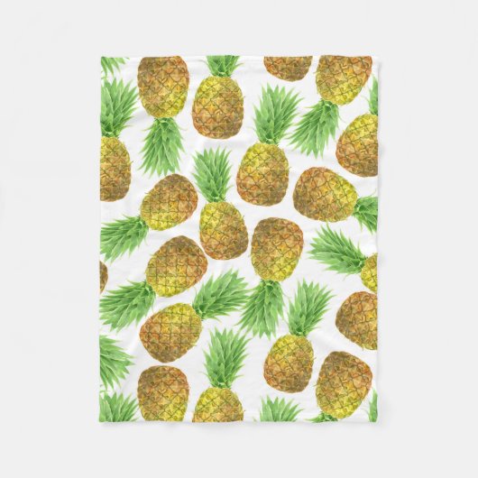 Pananassispatroon waterverf fleece deken (Voorkant)