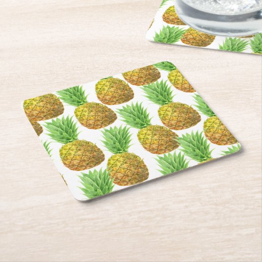 Pananassispatroon waterverf kartonnen onderzetters (Schuin)