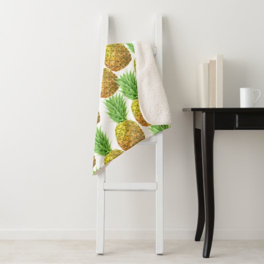 Pananassispatroon waterverf sherpa deken (In situ)