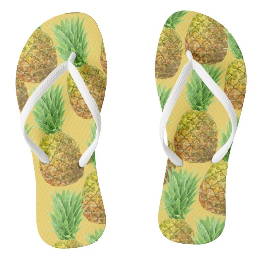 Pananassispatroon waterverf teenslippers (Voetbed)