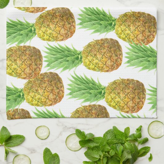 Pananassispatroon waterverf theedoek (Gevouwen)