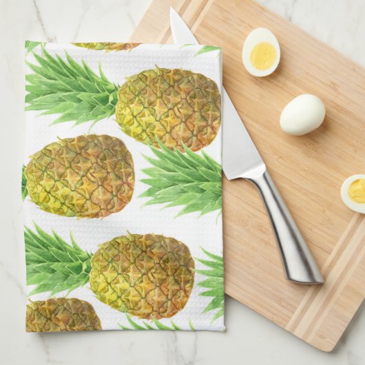 Pananassispatroon waterverf theedoek (Quarter Fold)