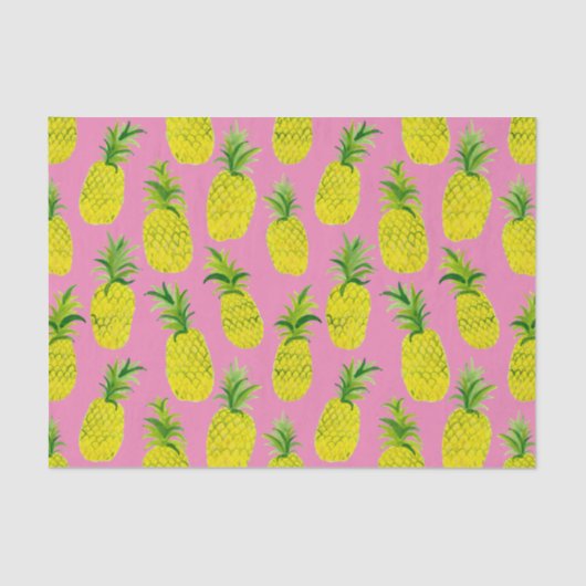 PananasslePartij Waterverf Roze Groen Gift Tissuepapier (Voorkant)