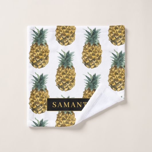 Pananassolpatroon met tropische Waterverf, met naa Bad Handdoek (Wasdoekje)