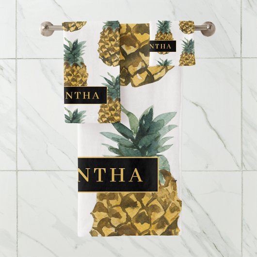 Pananassolpatroon met tropische Waterverf, met naa Bad Handdoek