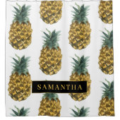 Pananassolpatroon met tropische Waterverf, met naa Douchegordijn (Voorkant)