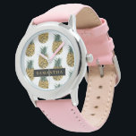 Pananassolpatroon met tropische Waterverf, met naa Horloge<br><div class="desc">Pananassolpatroon met tropische Waterverf,  met naam</div>