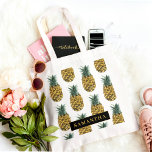 Pananassolpatroon met tropische Waterverf, met naa Tote Bag<br><div class="desc">Pananassolpatroon met tropische Waterverf,  met naam</div>