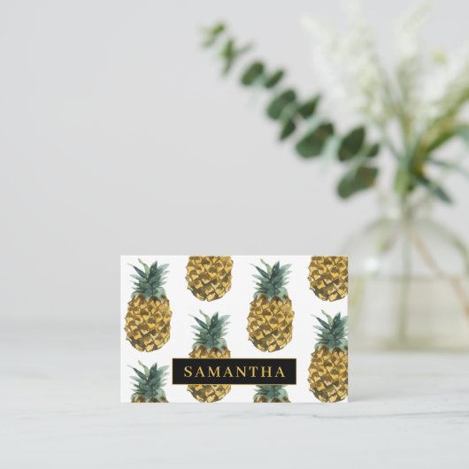 Pananassolpatroon met tropische Waterverf, met naa Visitekaartje (Staand voorkant)