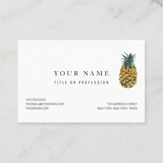 Pananassolpatroon met tropische Waterverf, met naa Visitekaartje (Achterkant)