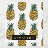 Pananassolpatroon met tropische Waterverf, met naa Wijn Etiket (Enkel label)