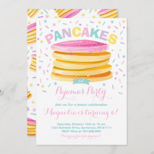 Pancake and Pajamas Birthday Invitation PJ's Party Kaart