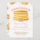 Pancake and Pajamas Birthday Invitation PJ's Party Kaart (Voorkant / Achterkant)