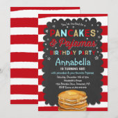 Pancake and Pajamas Birthday Invitation PJ's Party Kaart (Voorkant / Achterkant)