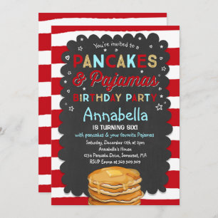 Pancake and Pajamas Birthday Invitation PJ's Party Kaart