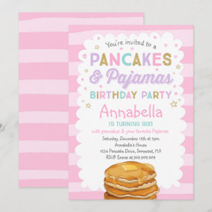 Pancake and Pajamas Birthday Invitation PJ's Party Kaart