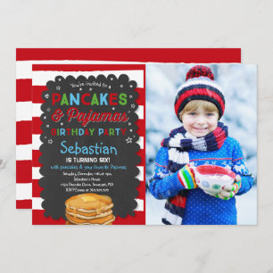 Pancake and Pajamas Birthday Invitation PJ's Party Kaart