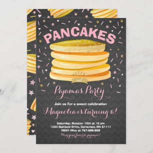 Pancake and Pajamas Birthday Invitation PJ's Party Kaart