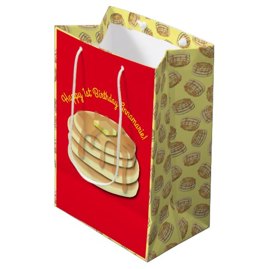 Pancake Birthday Party Flapjack Cute Kinder Medium Cadeauzakje (Voorkant Gekanteld)
