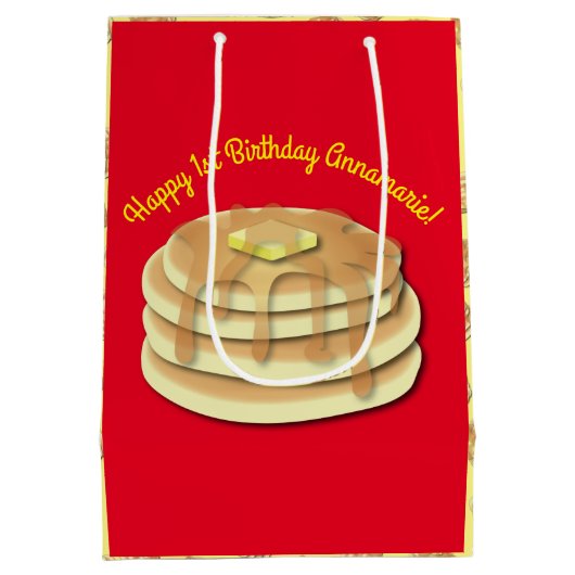 Pancake Birthday Party Flapjack Cute Kinder Medium Cadeauzakje (Achterkant)