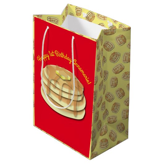 Pancake Birthday Party Flapjack Cute Kinder Medium Cadeauzakje (Achterkant Gekanteld)