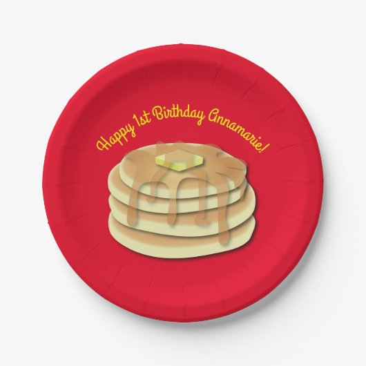 Pancake Birthday Party Flapjack Cute Kinder Papieren Bordje (Voorkant)
