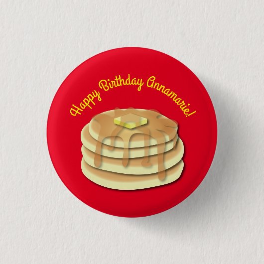Pancake Birthday Party Flapjack Cute Kinder Ronde Button 3,2 Cm (Voorkant)