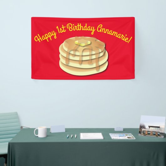 Pancake Birthday Party Flapjack Cute Kinder Spandoek (Beurs)