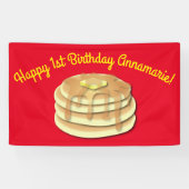 Pancake Birthday Party Flapjack Cute Kinder Spandoek (Horizontaal)