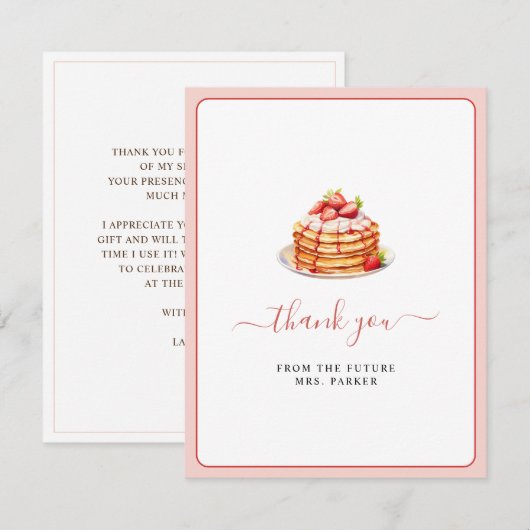Pancake Brunch Vrijgezellenfeest Flat Bedankkaart (Voorkant / Achterkant)