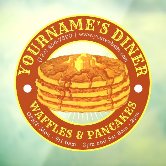 Pancake Diner Sjabloon Window Cling Raamsticker (Vel 3)