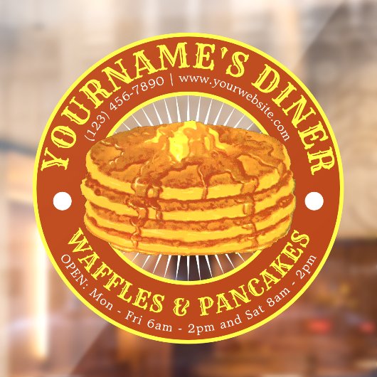 Pancake Diner Sjabloon Window Cling Raamsticker (Vel 2)