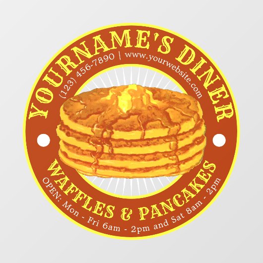 Pancake Diner Sjabloon Window Cling Raamsticker (Vel)